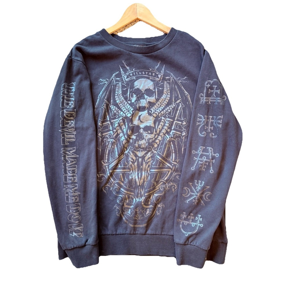Killstar The Devil Made Me Do It,  Unisex, Black on Black Sweatshirt, XXL, NWOT